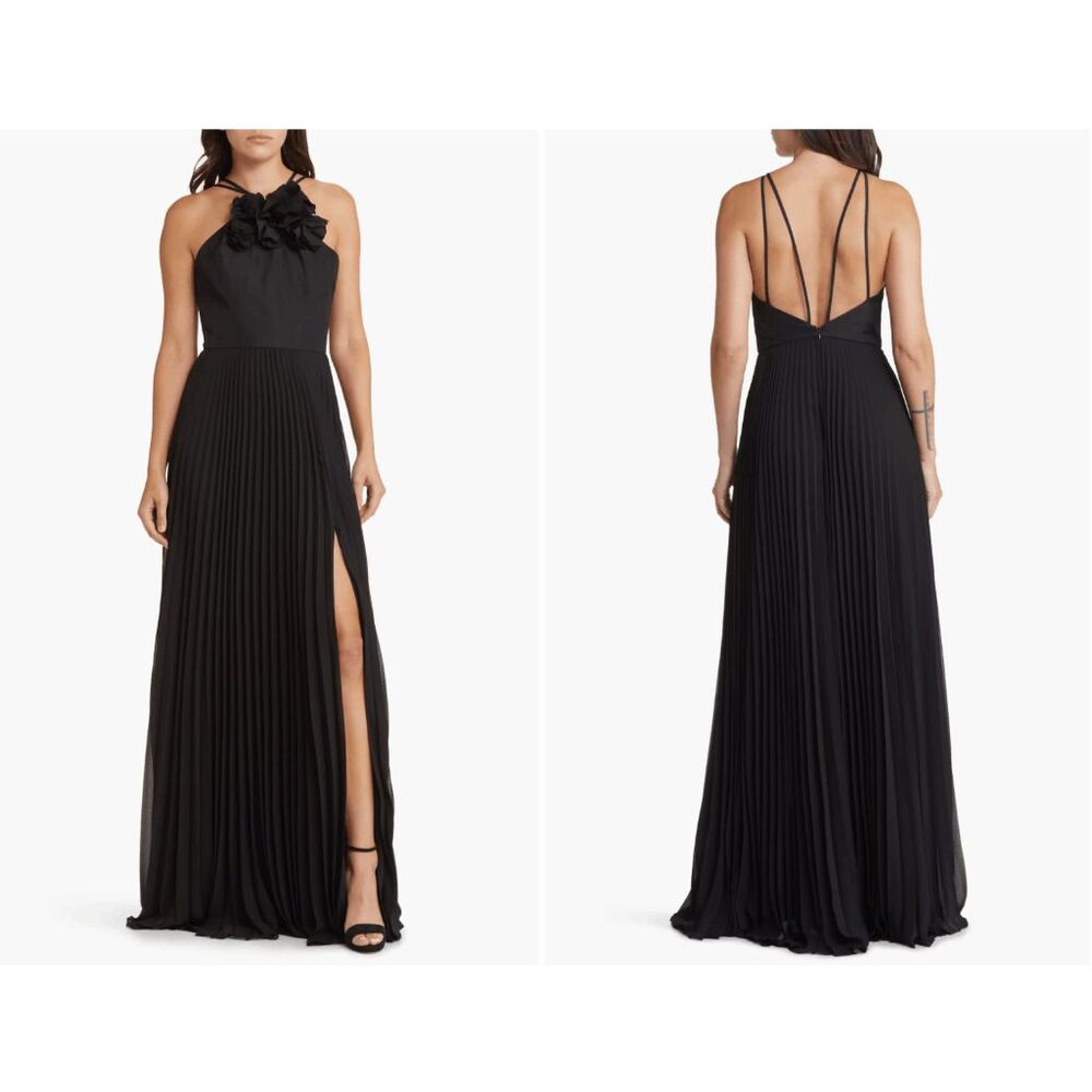 Marchesa pleated chiffon halter gown Size 10 $895